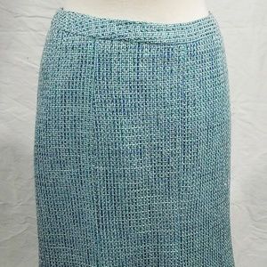 NWT Lane Bryant Multi Blue Tweed Skirt w Fringe 16